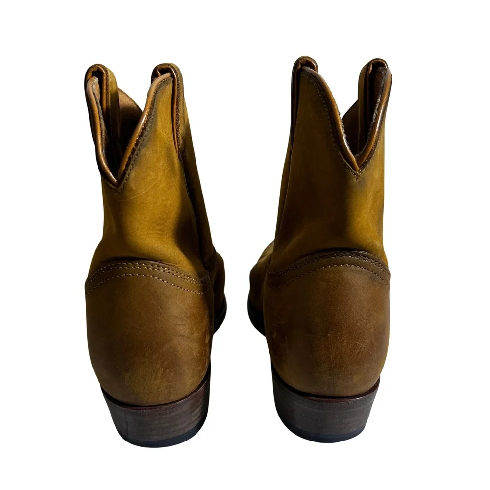 Frye Billy Short Western Stitched Leather Ankle Boots Cognac Brown Size 8B